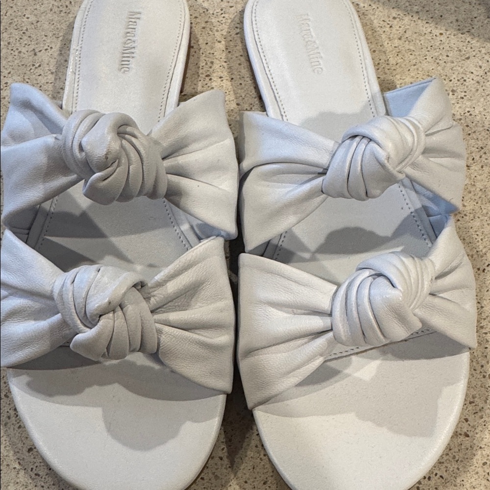 Mara & Mine Isabelle Leather Slide Knotted Slide White Leather Size 8 - Picture 5 of 8